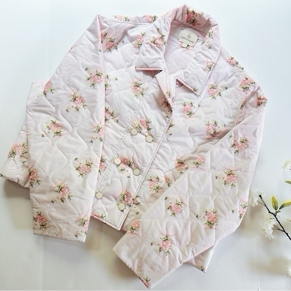 Rentrayage Melba Roses Floral Quilted Bomber Jacket Women’s Size 10